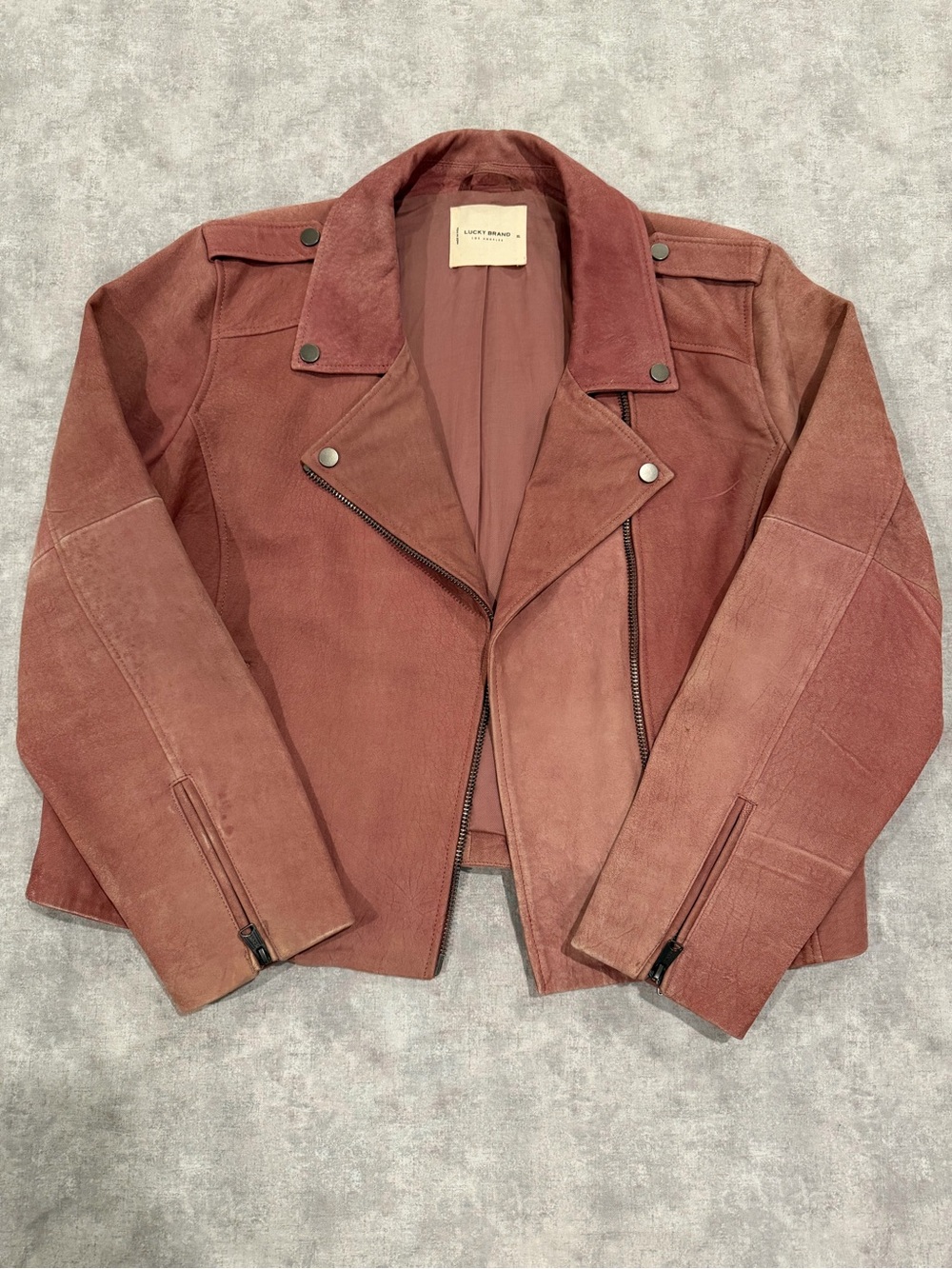 Lucky Brand Suede Moto Jacket - Rosewood